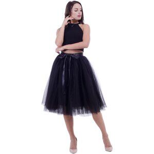 Women Tulle Skirt Adult Layered Pleated Tutu Skirt A Line Knee Length Petticoat